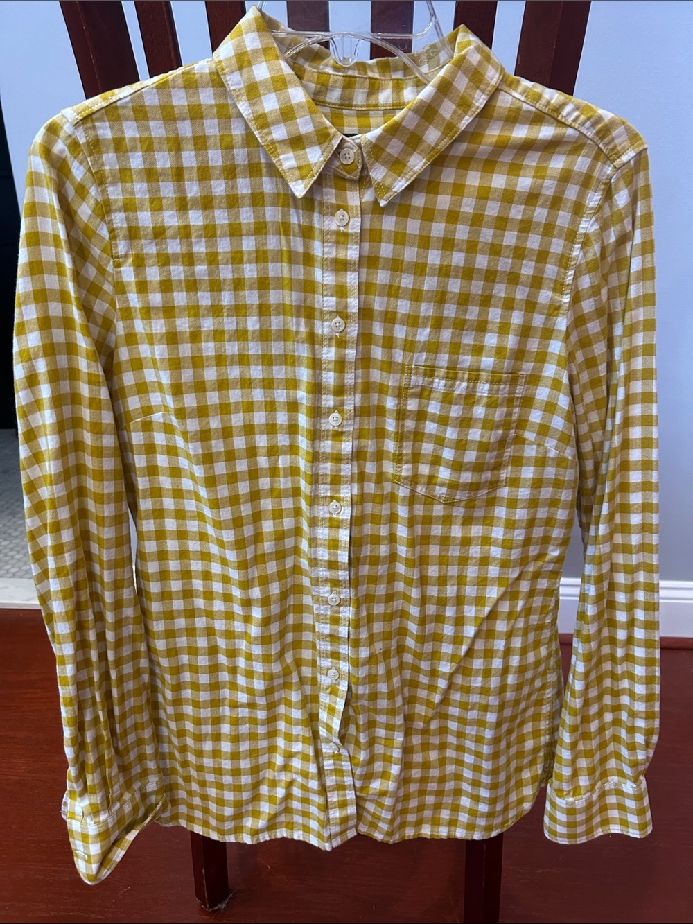 Banana Republic Yellow and White Gingham Button-Down Shirt